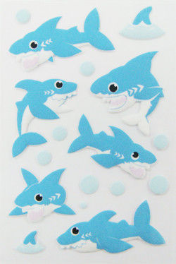 Покрашенная синь акулы шаржа стикеров DIY 3D Non токсической пены тучная животная